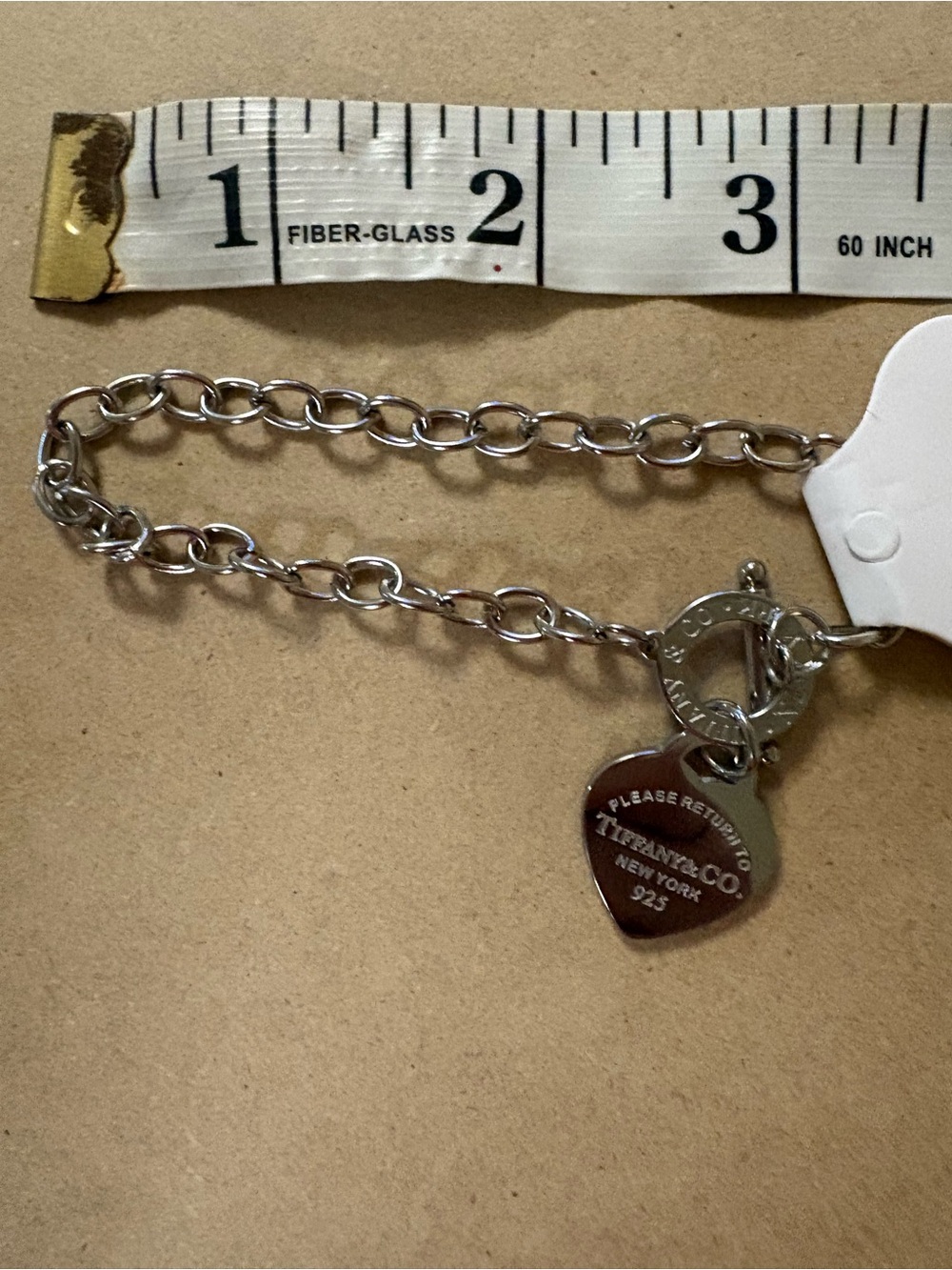 Luxury inspired stainless Steel Heart Tag Toggle Bracelet - Silver - Picture 3 of 3